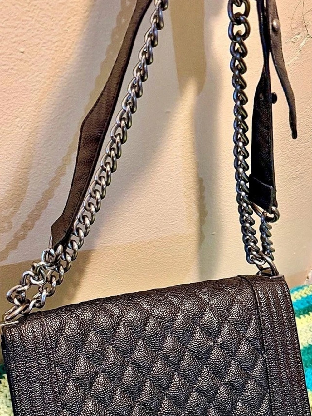 Chanel Boy Chanel Flap Bag Old Medium Shoulder Bag in Black